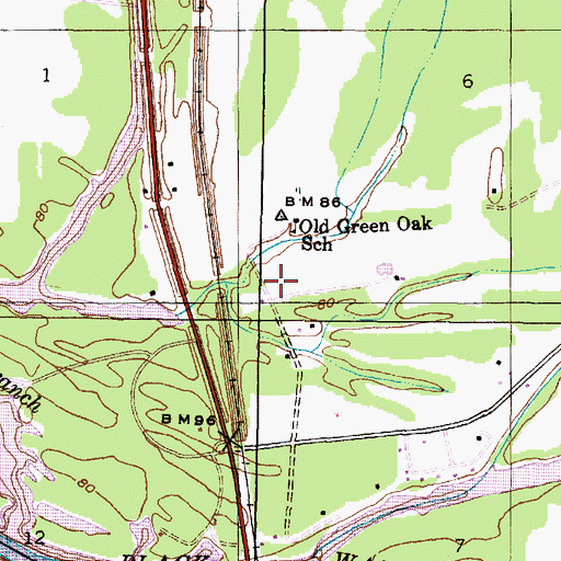 Topographic Map of Green Oak Church (historical), AL