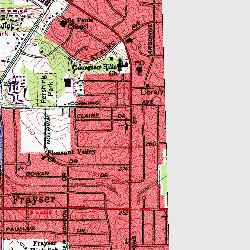 Topographic Map of Faith Lutheran Church, TN