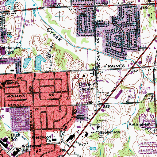 Topographic Map of Falcon Park, TN