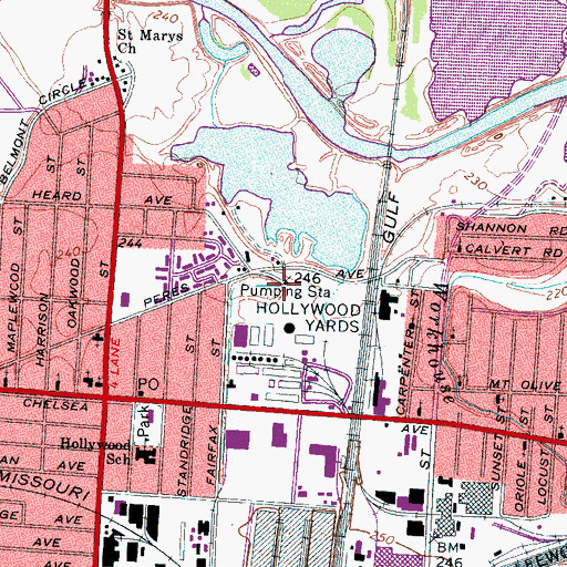 Topographic Map of Fairfax Pumping Station, TN
