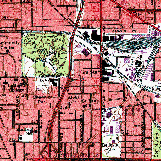 Topographic Map of Faith Temple Church of God in Christ, TN