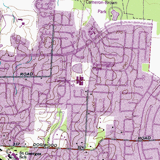 Topographic Map of Farmington Elementary School, TN