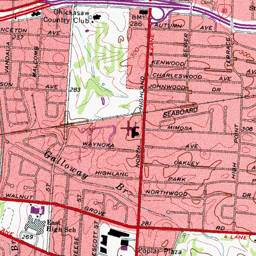 Topographic Map of First Assembly Christian School, TN