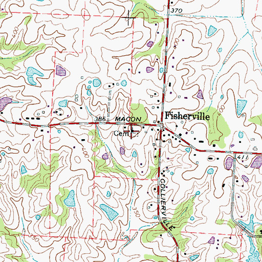 Topographic Map of First Baptist Church of Fisherville, TN