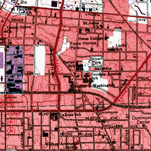 Topographic Map of First Baptist Church Lauderdale, TN