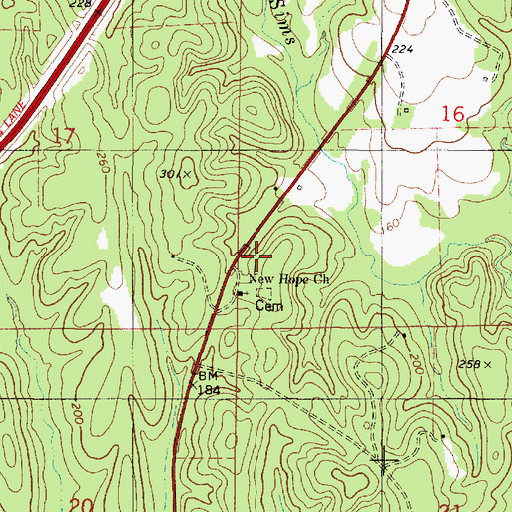 Topographic Map of Gum School (historical), AL