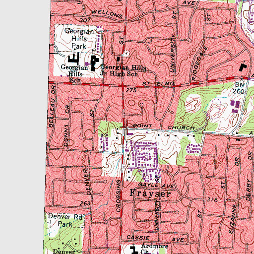 Topographic Map of First Church of God, TN