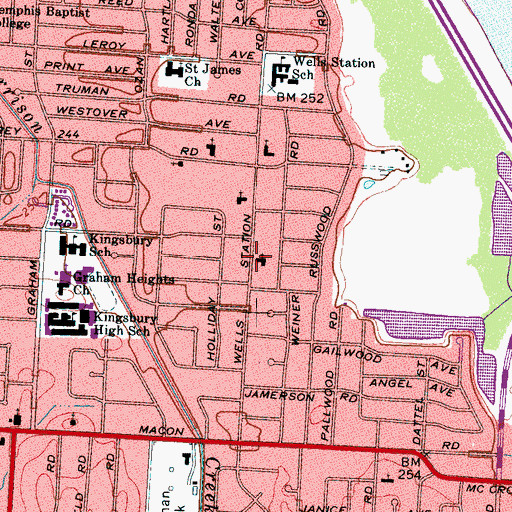 Topographic Map of First General Baptist Church, TN