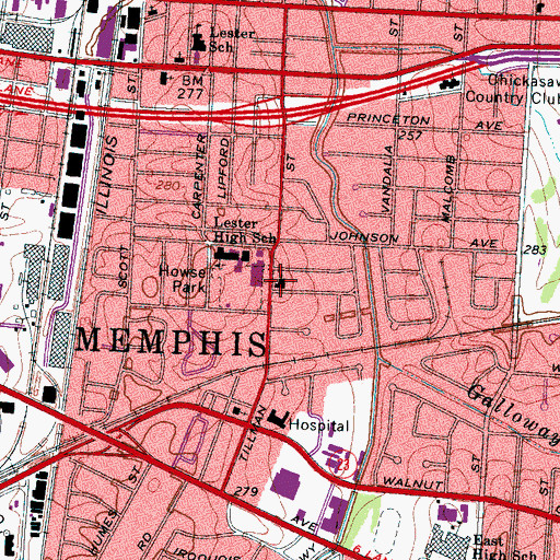 Topographic Map of First Pleasant Hill Missionary Baptist Church, TN