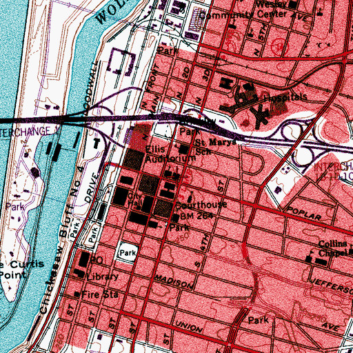 Topographic Map of First Presbyterian Church, TN