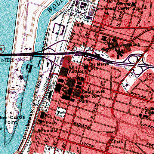 Topographic Map of First United Methodist Church, TN