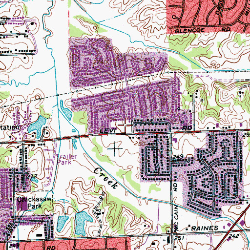 Topographic Map of Ford Park, TN