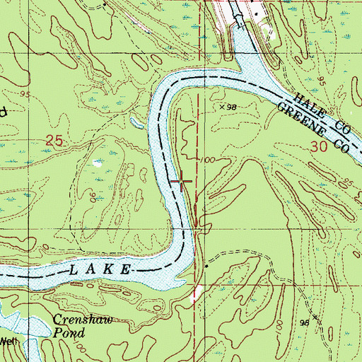 Topographic Map of Halls Shoals, AL