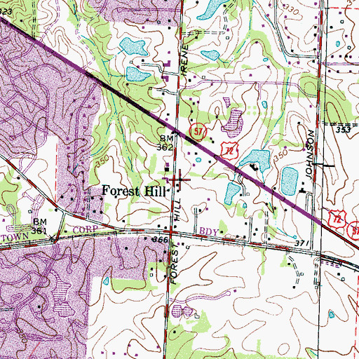 Topographic Map of Forest Hill Baptist Church, TN