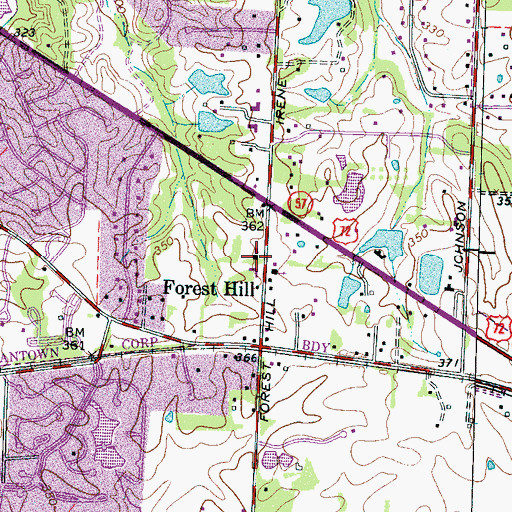 Topographic Map of Forest Hill School (historical), TN