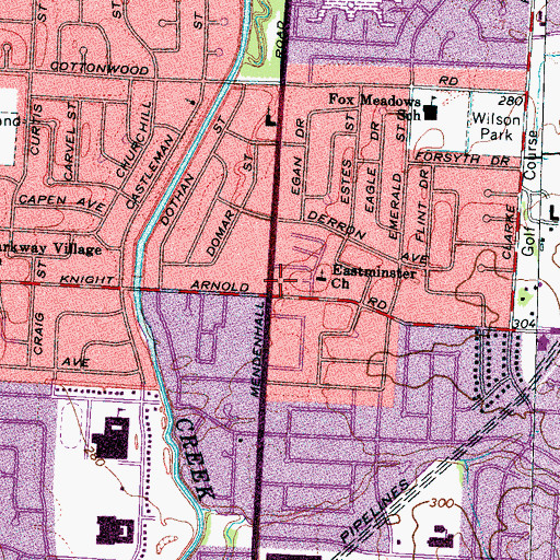 Topographic Map of Fox Meadows Shopping Center, TN