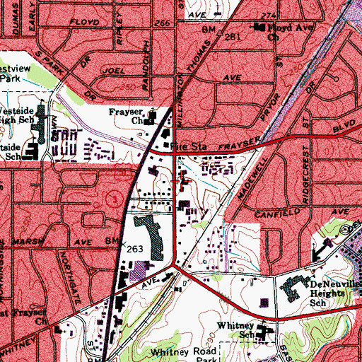 Topographic Map of Frayser Assembly of God Church, TN