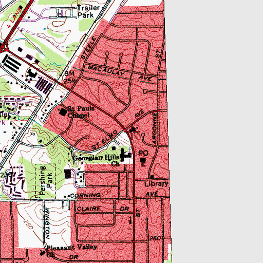 Topographic Map of Frayser Bible Church, TN