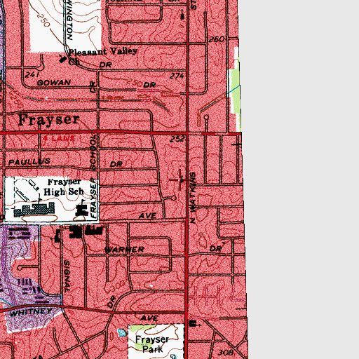 Topographic Map of Frayser Christian Church, TN