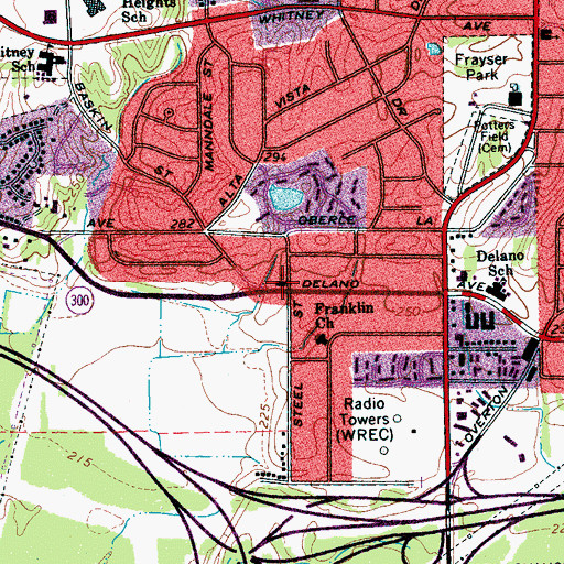 Topographic Map of Frayser Church of the Nazarene, TN