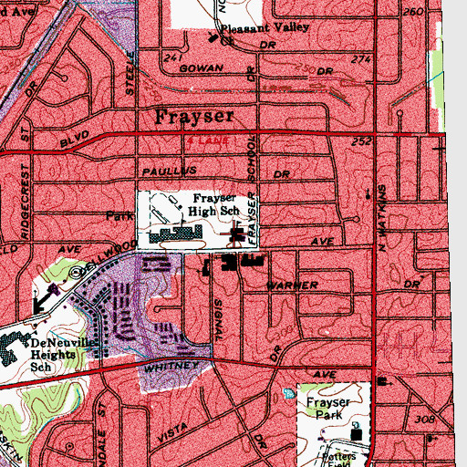Topographic Map of Frayser Elementary School, TN