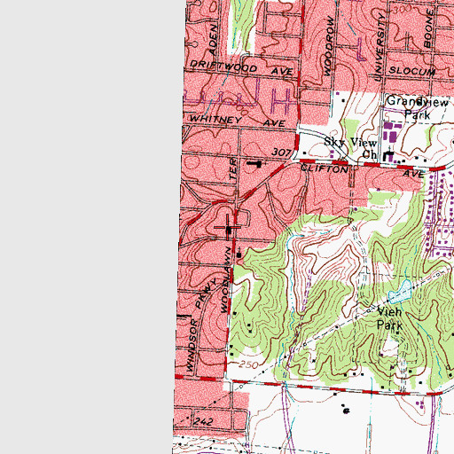 Topographic Map of Frayser Pentecostal Church, TN