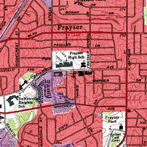 Topographic Map of Frayser Presbyterian Church, TN