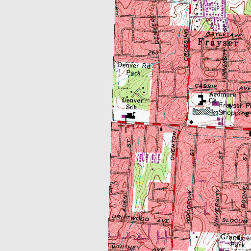 Topographic Map of Frayser Primitive Baptist Church, TN