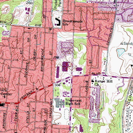 Topographic Map of Frayser Village Shopping Center, TN