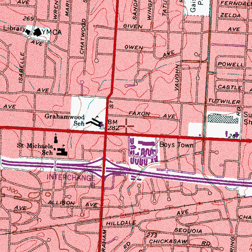 Topographic Map of French Village Square Shopping Center, TN