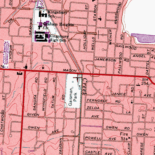Topographic Map of Gaisman Park Community Center, TN