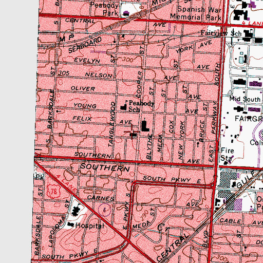Topographic Map of Galloway United Methodist Church, TN