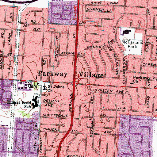 Topographic Map of Gattas Plaza Shopping Center, TN