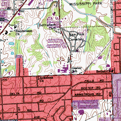 Topographic Map of Geeter Park, TN