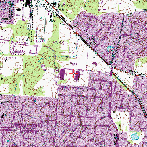 Topographic Map of Germantown Elementary School, TN