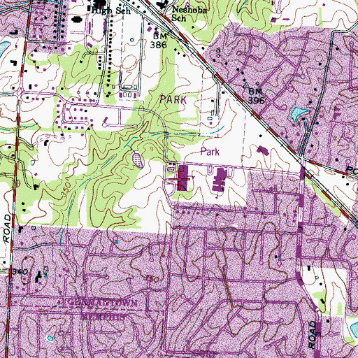 Topographic Map of Germantown Middle School, TN