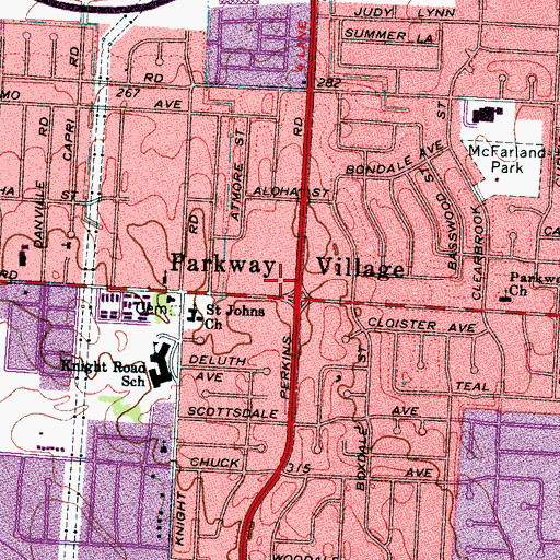 Topographic Map of Glen Haven Shopping Center, TN