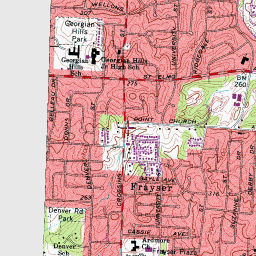 Topographic Map of Grace Baptist Temple, TN