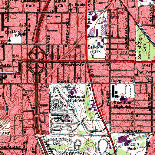 Topographic Map of Grace Temple Church of God in Christ, TN