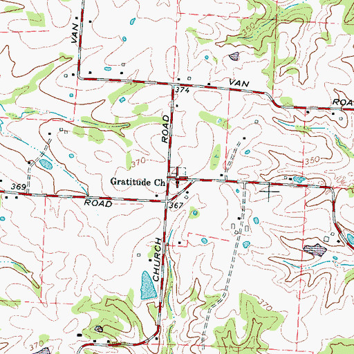 Topographic Map of Gratitude Cemetery, TN