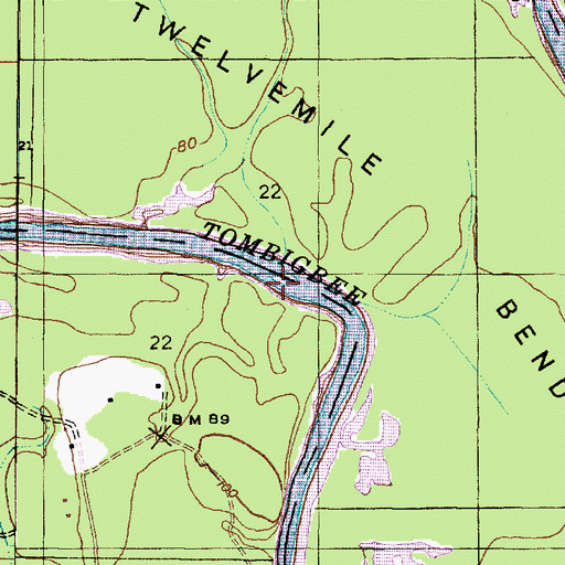 Topographic Map of Haunted Point Bar, AL
