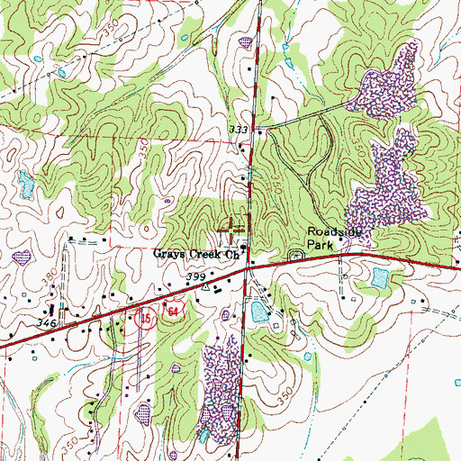 Topographic Map of Grays Creek Cemetery, TN