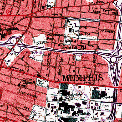 Topographic Map of Greater Calvary Baptist Church, TN