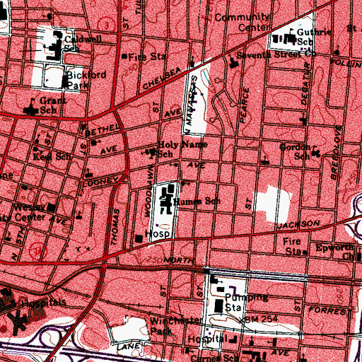 Topographic Map of Greater Lewis Street Baptist Church, TN
