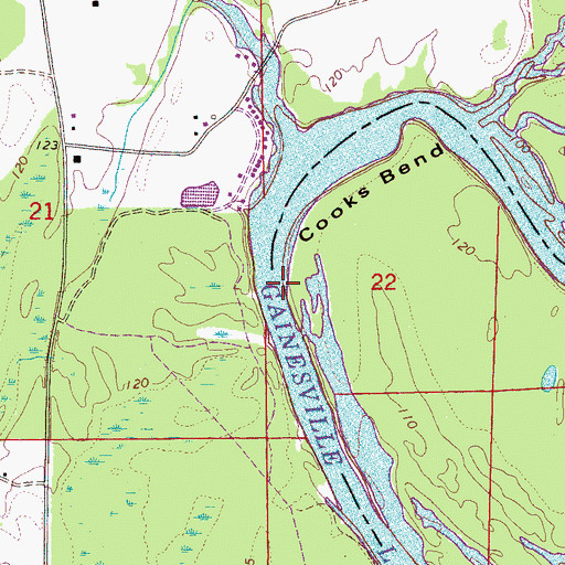 Topographic Map of Hiblers Bar, AL