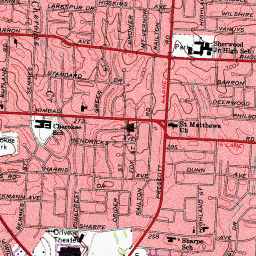 Topographic Map of Greenwood Christian Methodist Episcopal Church, TN