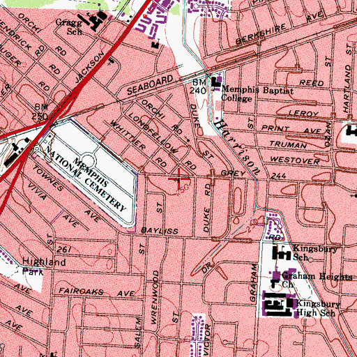 Topographic Map of Grey Road Baptist Church, TN