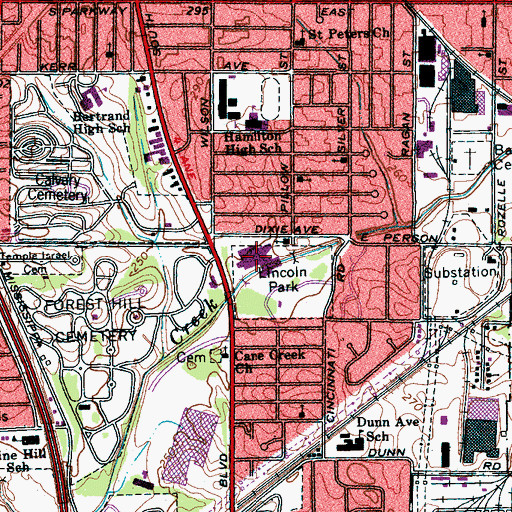 Topographic Map of Hamilton High School, TN
