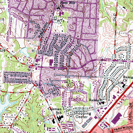 Topographic Map of Heritage Baptist Church, TN