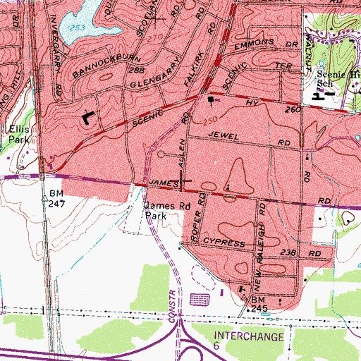 Topographic Map of Heritage Presbyterian Church, TN